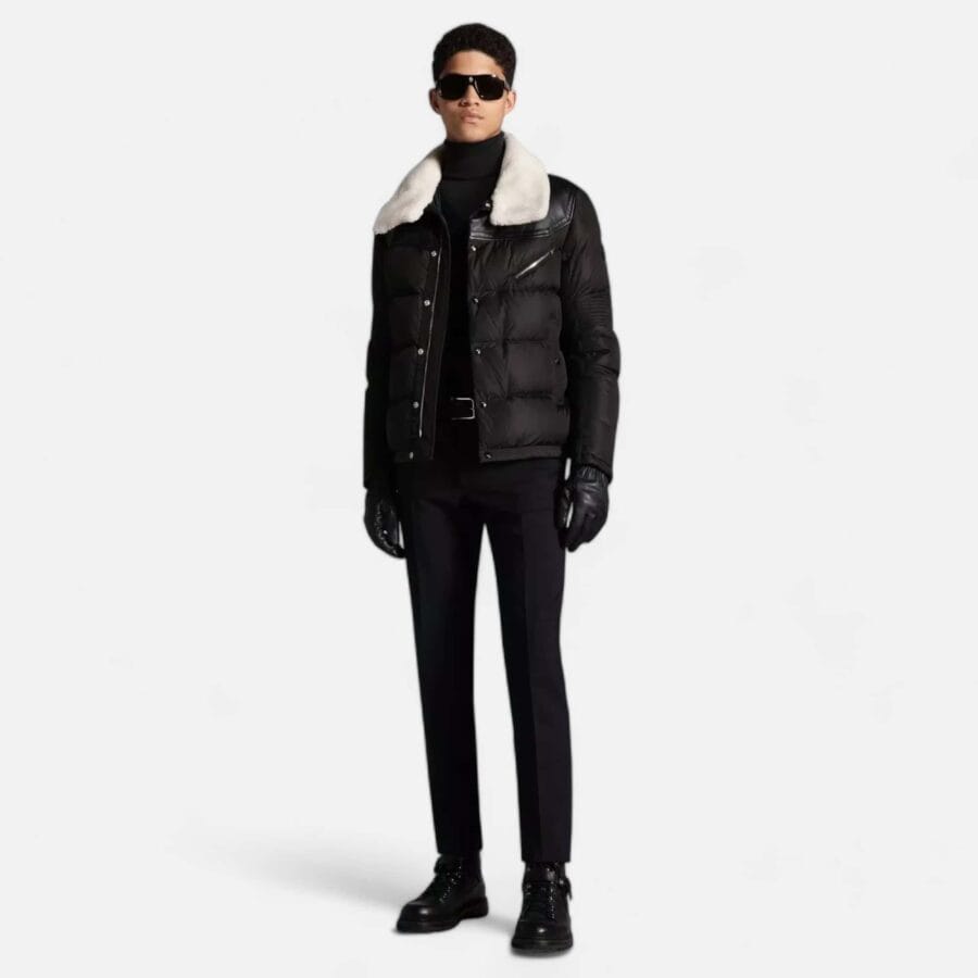 Áo Phao Lông Vũ Moncler Leo Fur Collar Ski Jacket Màu Đen - Image 3