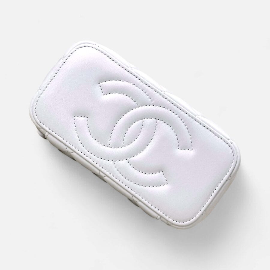 Túi Xách Chanel Vanity Lambskin quai Vàng màu Trắng - Image 3