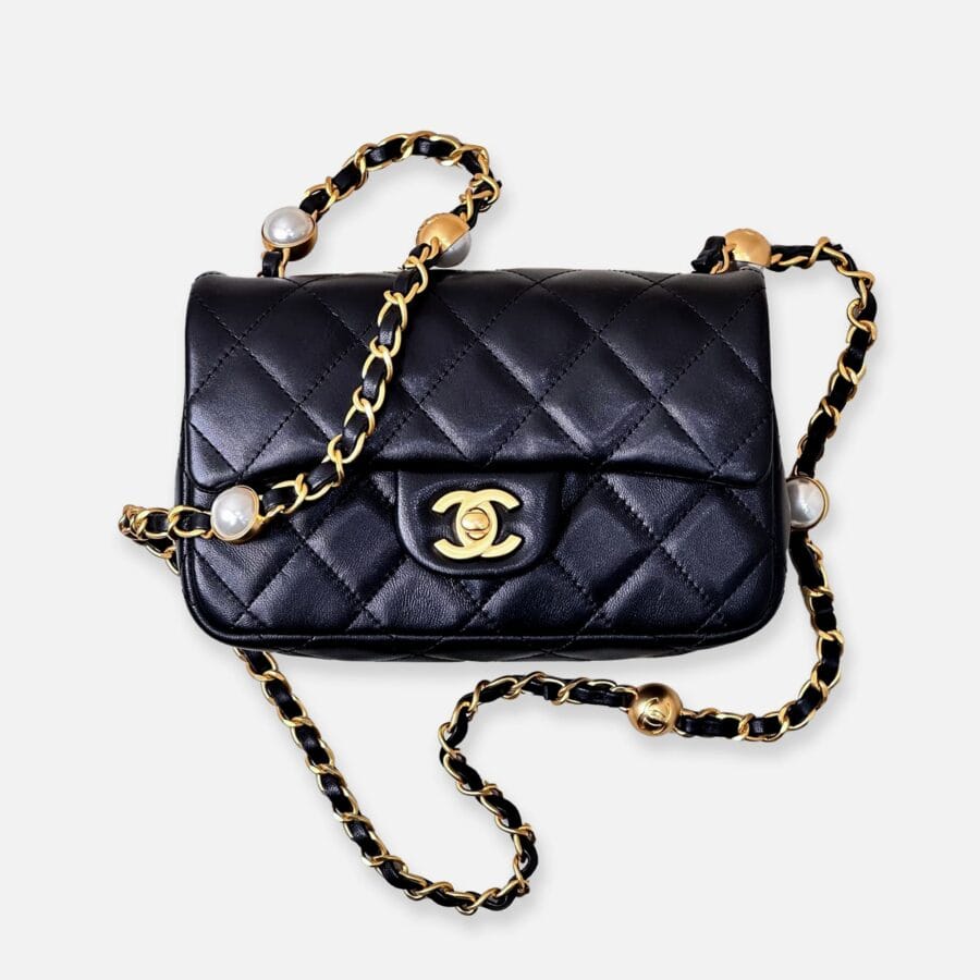 Túi xách nữ Chanel Mini Flap Bag Mix Ngọc Trai Hạt Vàng