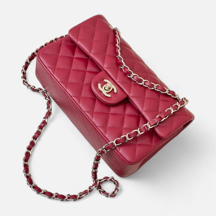 Túi Xách Chanel Classic Flap 23 Small màu Đỏ Son Da Lamb - Image 2