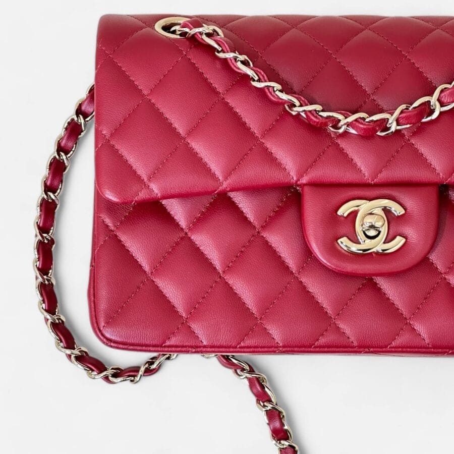 Túi Xách Chanel Classic Flap 23 Small màu Đỏ Son Da Lamb - Image 6