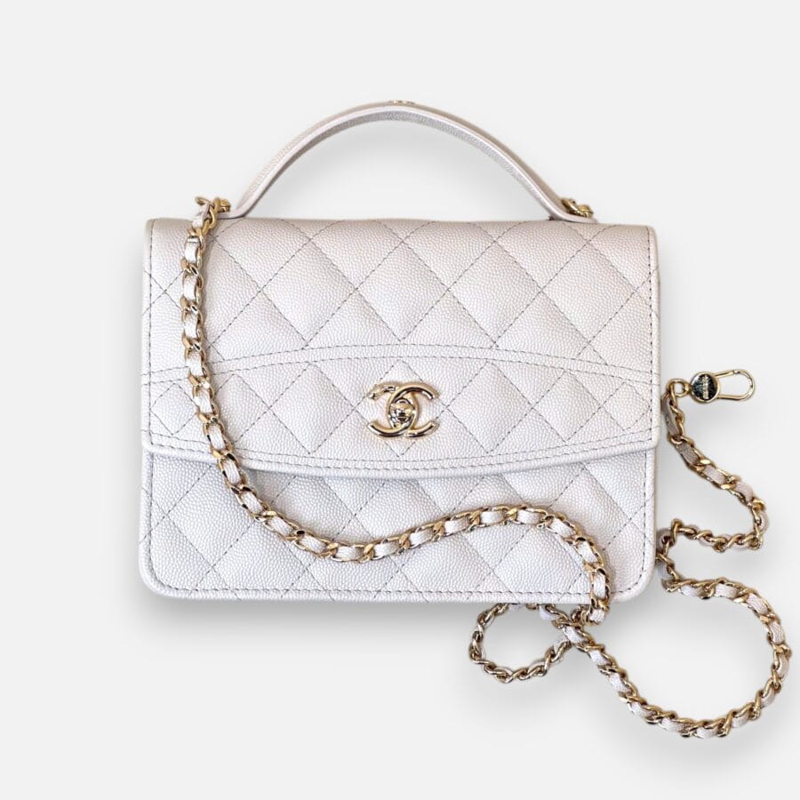 Túi xách Chanel 25C Mini Backpack màu trắng da caviar