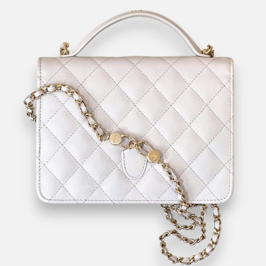 Túi xách Chanel 25C Mini Backpack màu trắng da caviar - Image 2