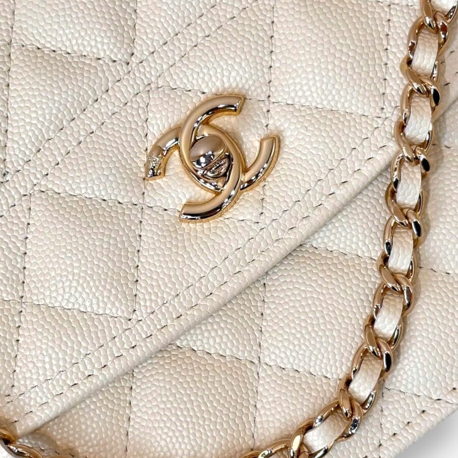 Túi xách Chanel 25C Mini Backpack trắng ngà da caviar - Image 7