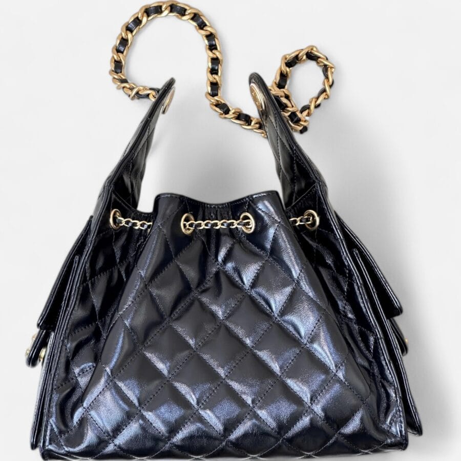 Túi xách Chanel 25C Hobo đa ngăn màu đen da bê - Image 5