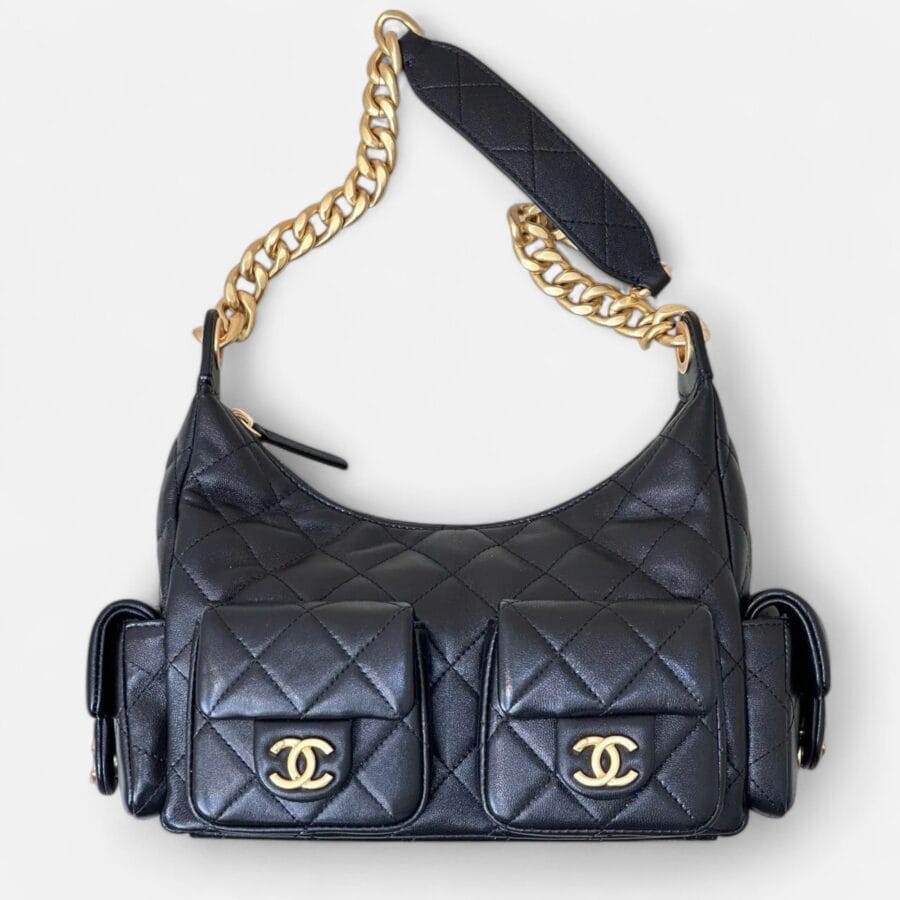 Túi xách Chanel 25C Hobo màu đen da lamb