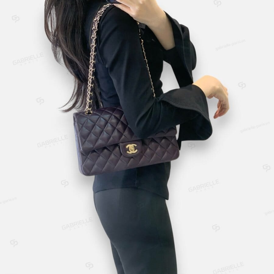 Túi xách Chanel CF Classic Flap màu tím nho da cừu - Image 4