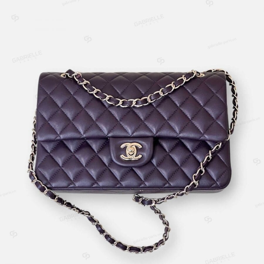 Túi xách Chanel CF Classic Flap màu tím nho da cừu