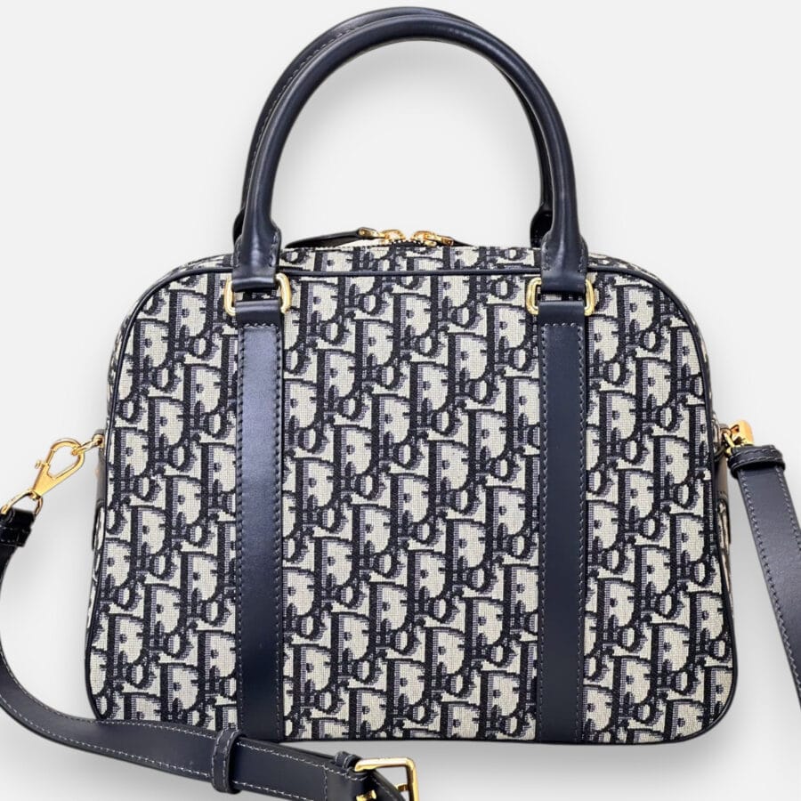 Túi xách Dior D-Vibe Monogram Bowling Bag màu đen phối be