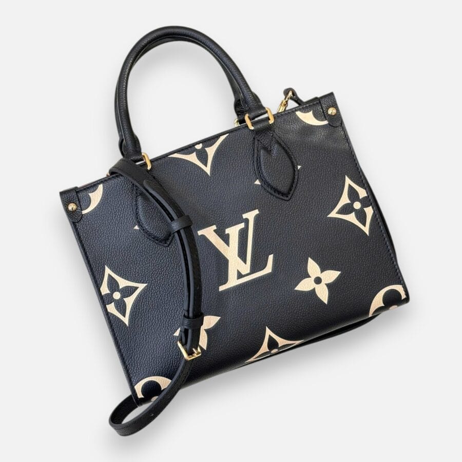 Túi xách Louis Vuitton Onthego PM màu đen phối be da bê - Image 2