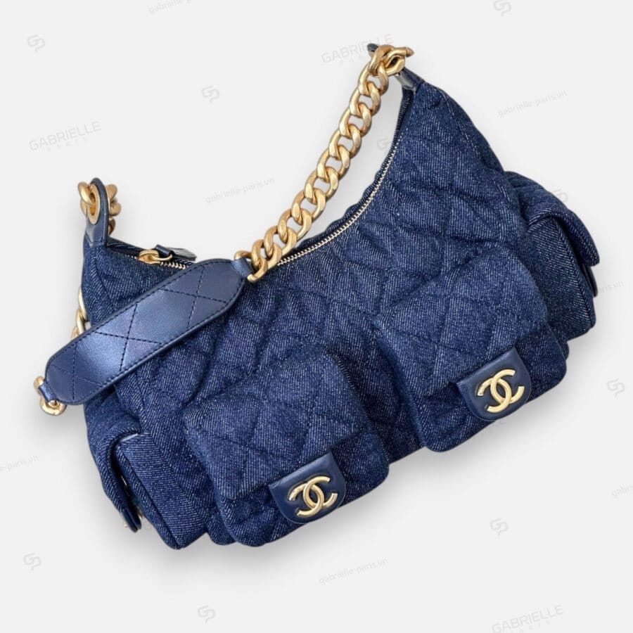 Túi xanh Chanel 25C Hobo Bag Xanh Than - Image 7