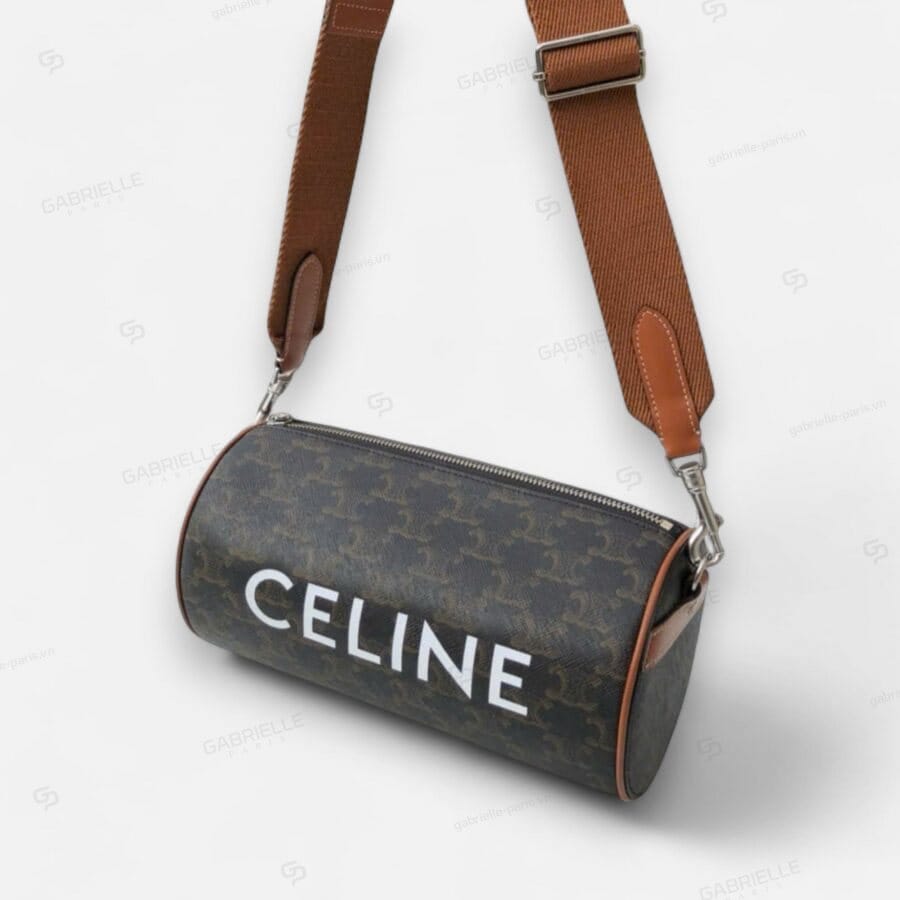 Túi xách Celine Triomphe Round Cylinder Bag màu nâu monogram da bò - Image 2