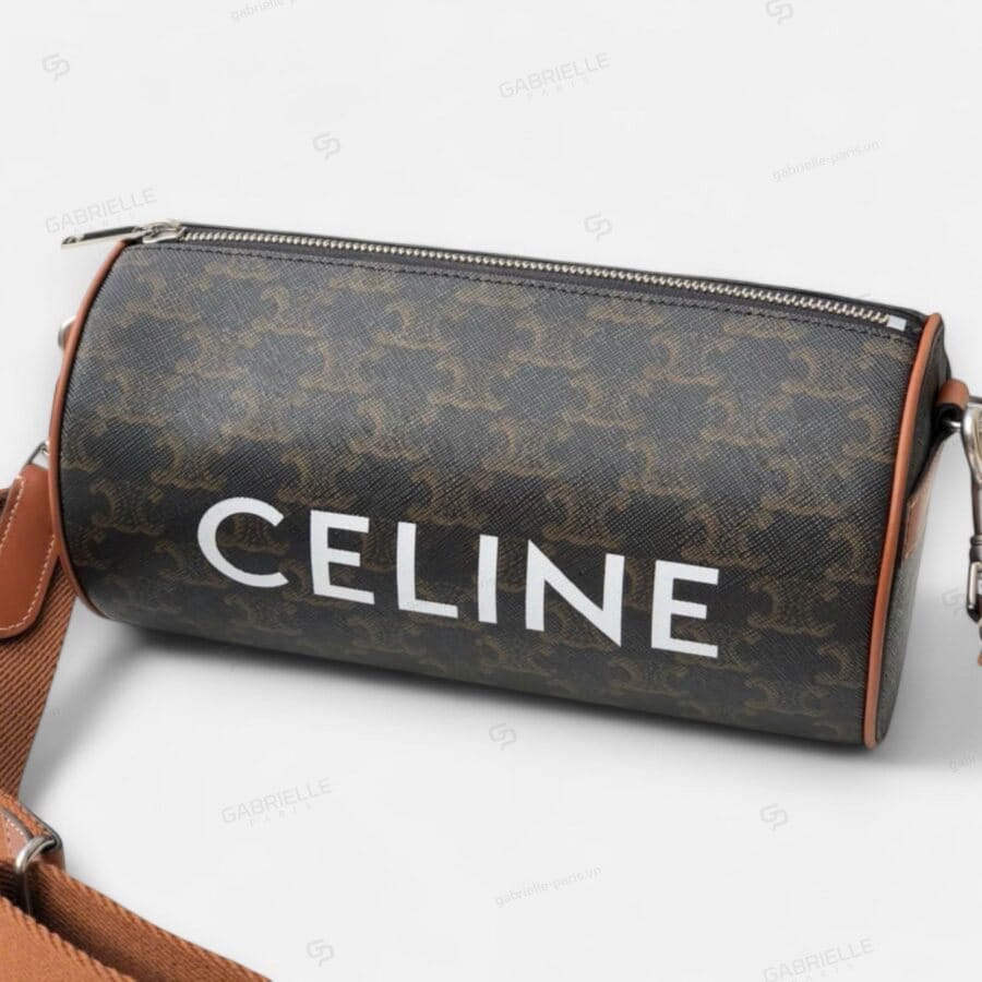 Túi xách Celine Triomphe Round Cylinder Bag màu nâu monogram da bò - Image 4