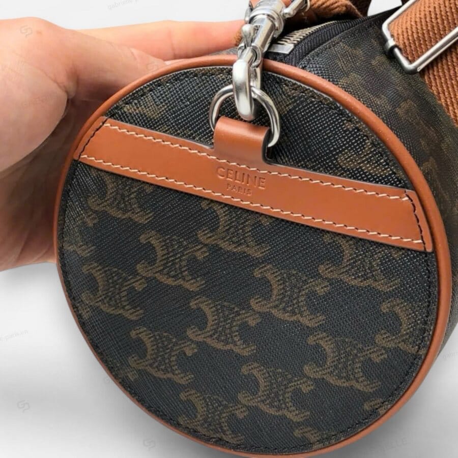 Túi xách Celine Triomphe Round Cylinder Bag màu nâu monogram da bò - Image 6