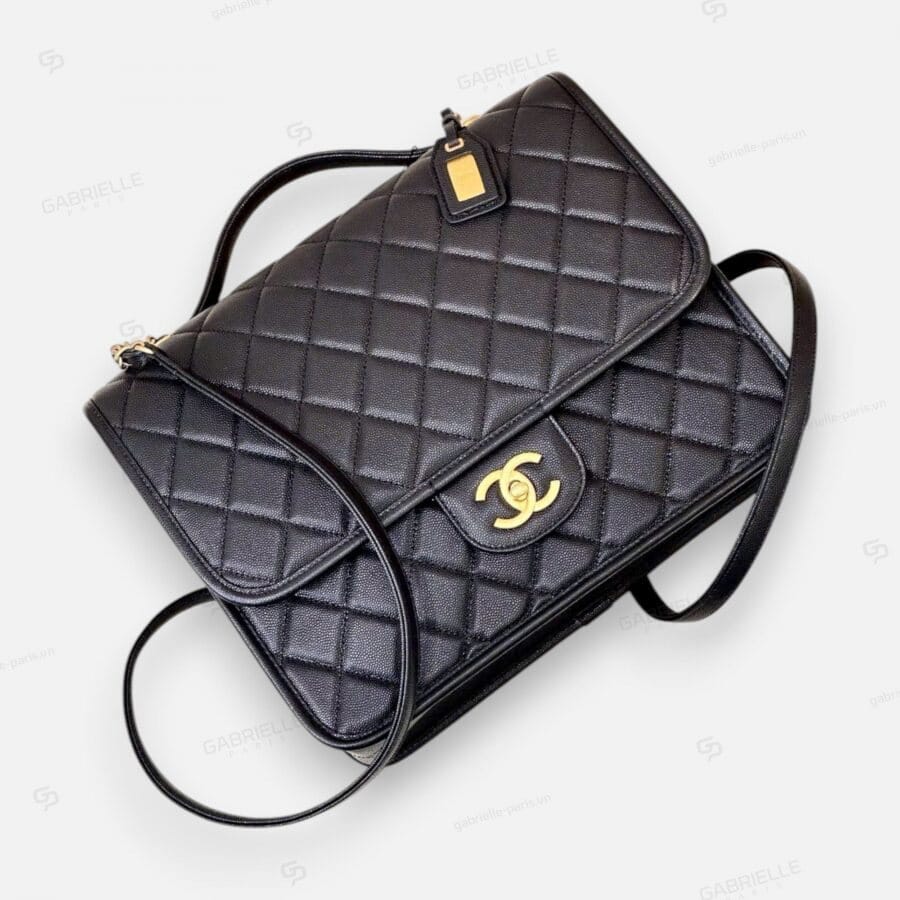 Túi xách Chanel 22K Messenger Backpack màu đen da Caviar - Image 4