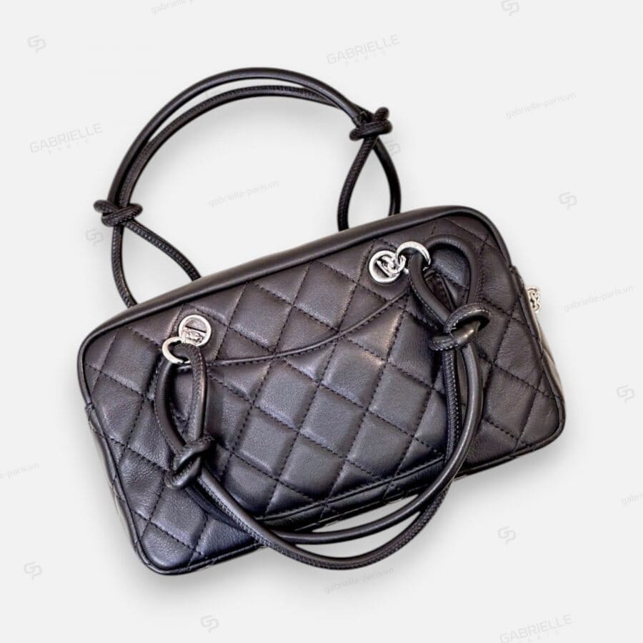 Túi xách Chanel Cambon Bowling màu đen da Cừu - Image 2