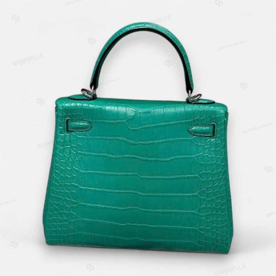 Túi xách Hermes Kelly 25 Vert comics PHW Alligator - Image 5