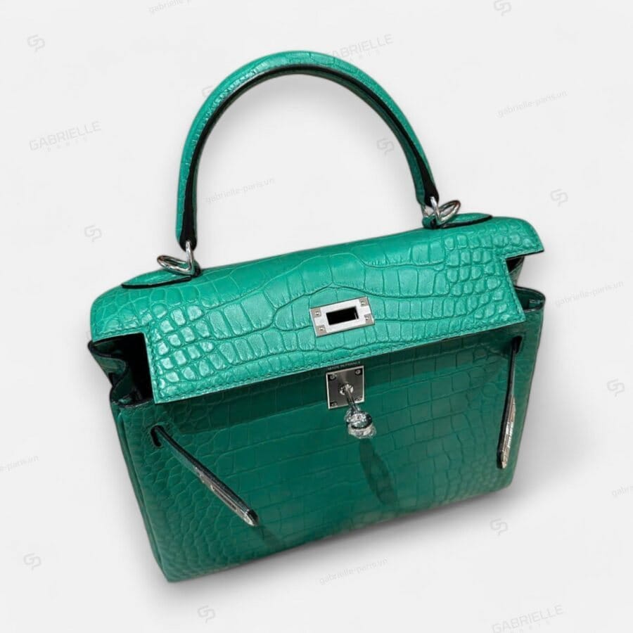 Túi xách Hermes Kelly 25 Vert comics PHW Alligator - Image 2