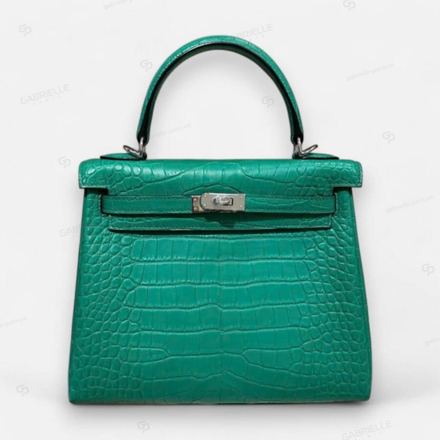 Túi xách Hermes Kelly 25 Vert comics PHW Alligator