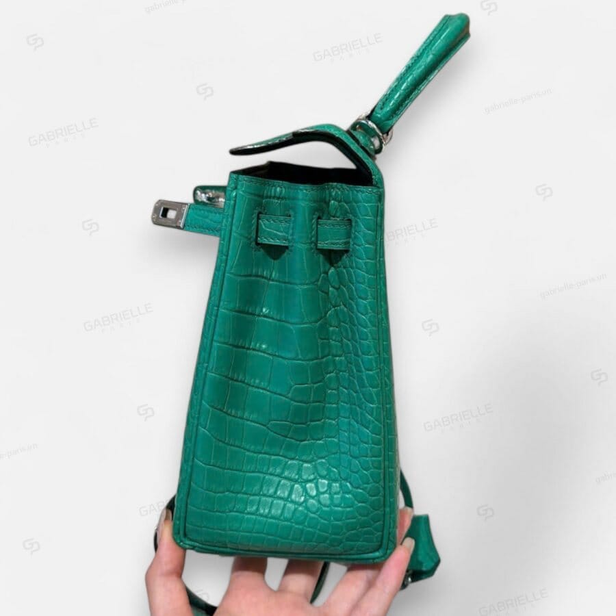 Túi xách Hermes Kelly 25 Vert comics PHW Alligator - Image 9