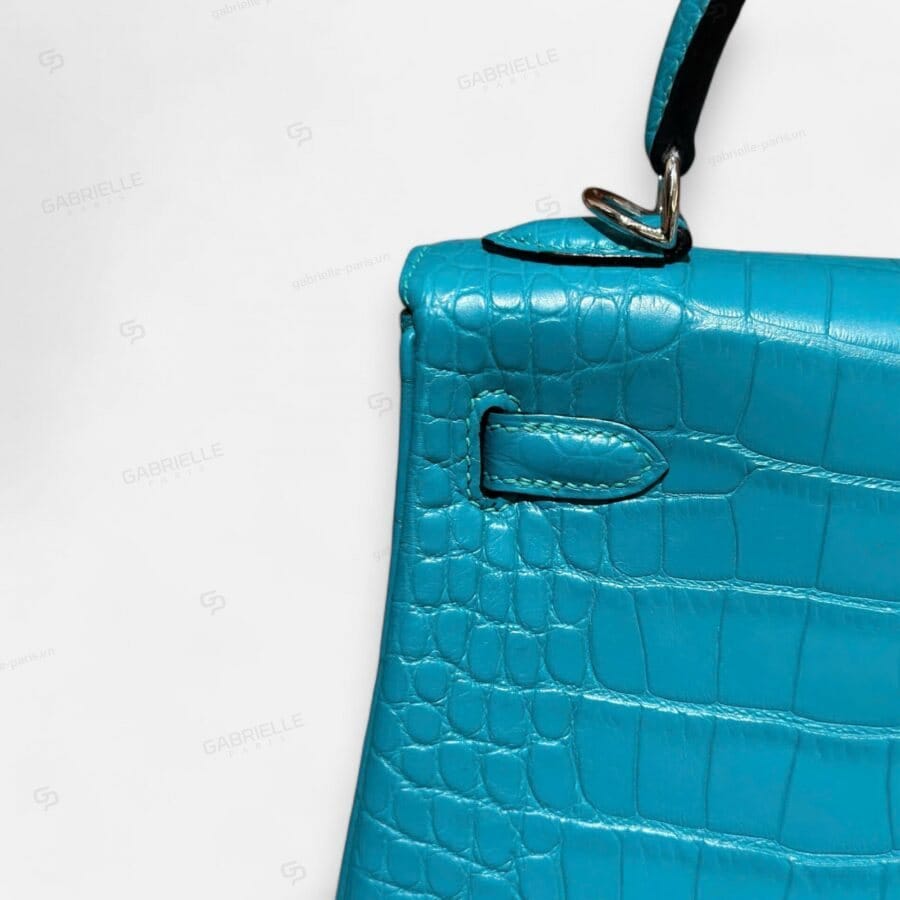 Túi xách Hermes Kelly 25 Blue Paon GHW Alligator - Image 2