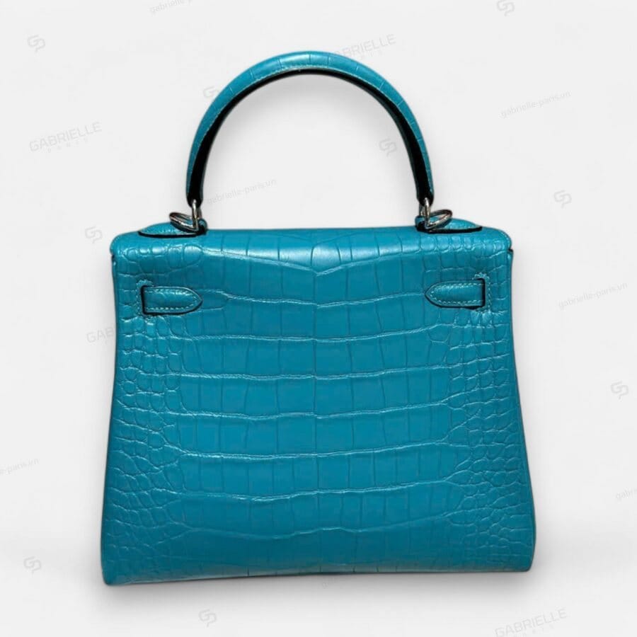 Túi xách Hermes Kelly 25 Blue Paon GHW Alligator - Image 6