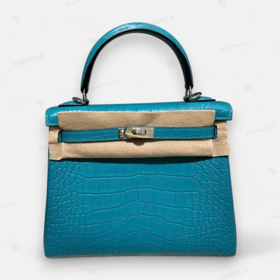 Túi xách Hermes Kelly 25 Blue Paon GHW Alligator