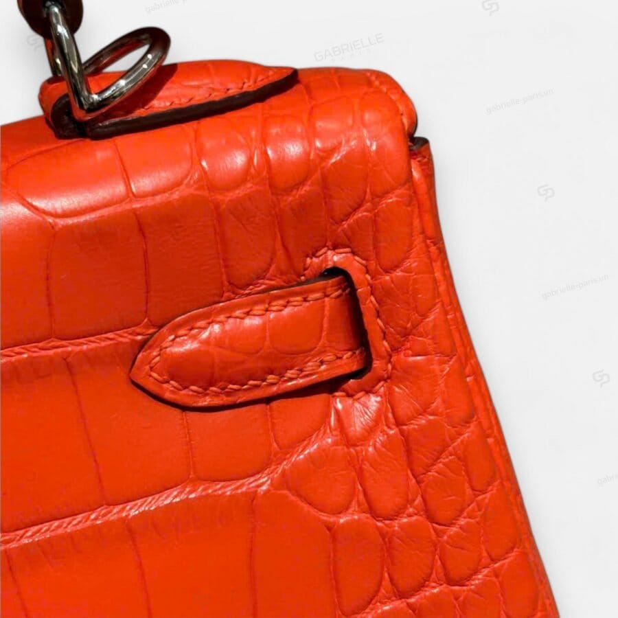 Túi xách Hermes Kelly 25 Orange PHW Alligator - Image 3