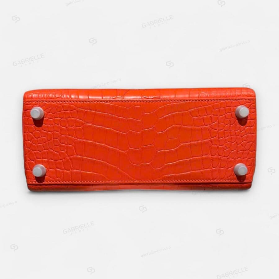 Túi xách Hermes Kelly 25 Orange PHW Alligator - Image 9