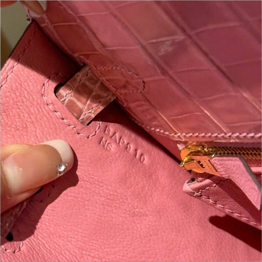 Túi xách Hermes Kelly 25 Rose Confetti GHW Porosus shiny - Image 7