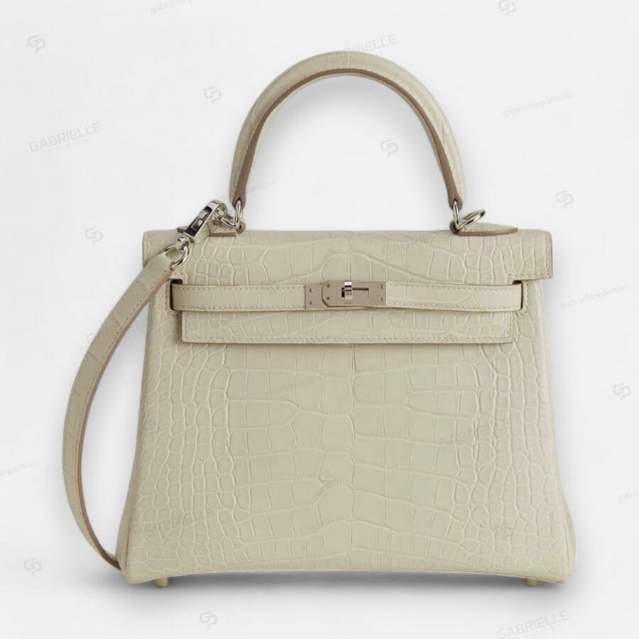 Túi xách Hermes Kelly 25 8L Beton PHW Alligator