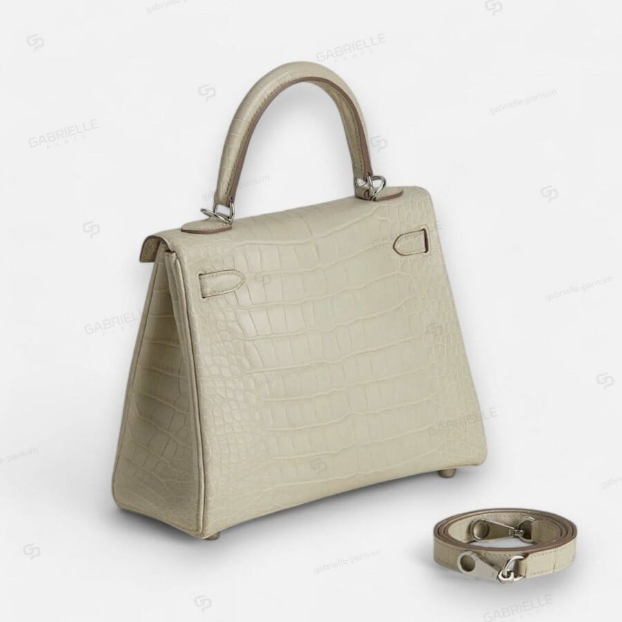 Túi xách Hermes Kelly 25 8L Beton PHW Alligator - Image 4