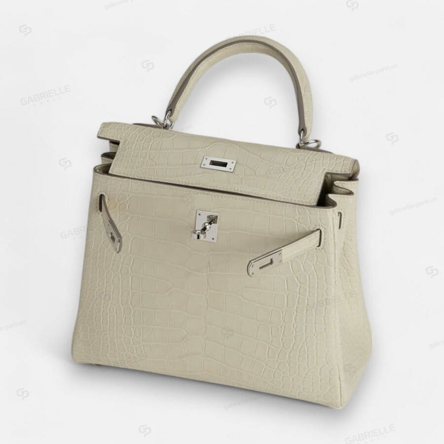 Túi xách Hermes Kelly 25 8L Beton PHW Alligator - Image 2