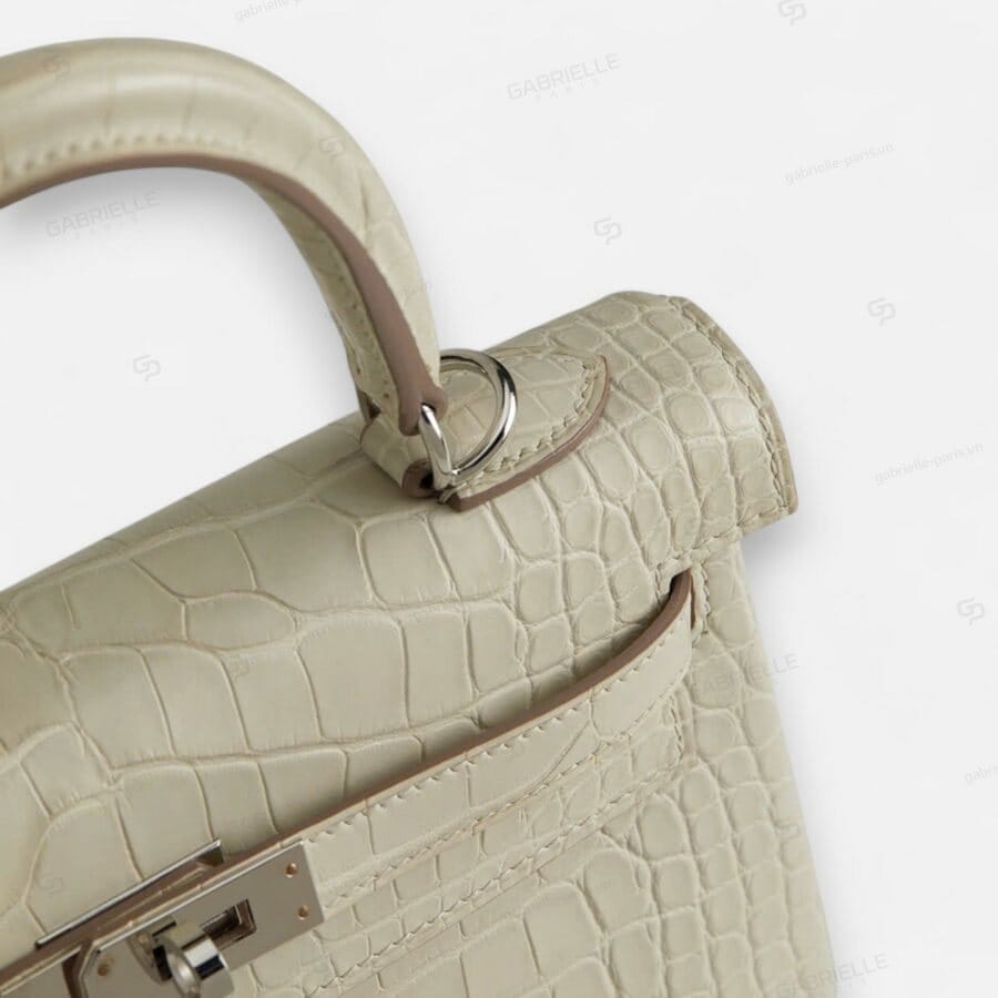 Túi xách Hermes Kelly 25 8L Beton PHW Alligator - Image 7