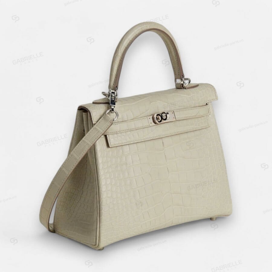 Túi xách Hermes Kelly 25 8L Beton PHW Alligator - Image 8