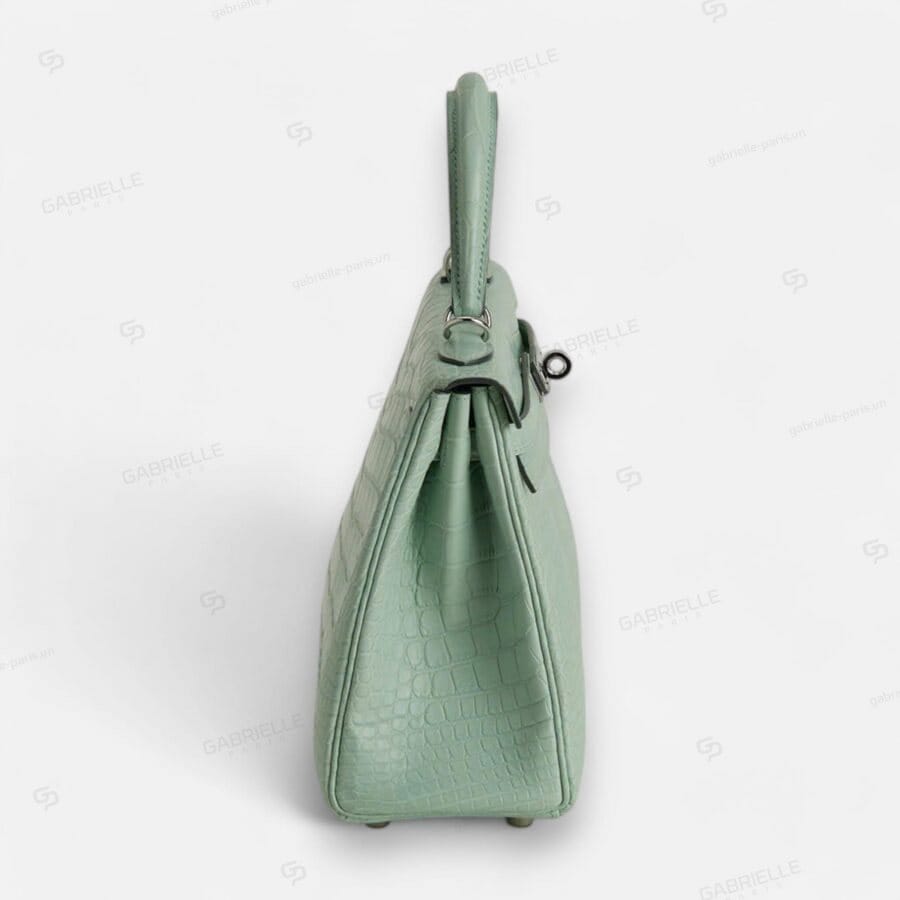 Túi xách Hermes Kelly 25 6U Vert deau PHW Alligator - Image 3