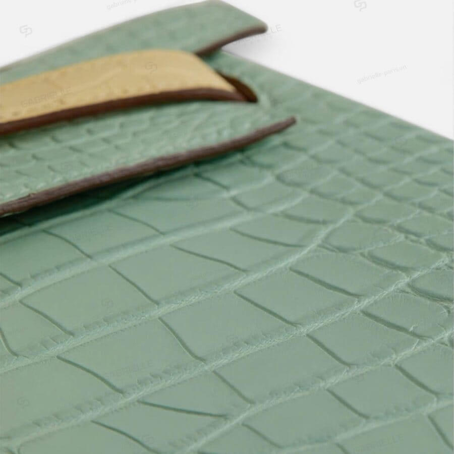 Túi xách Hermes Kelly 25 6U Vert deau Yi Vanille PHW Alligator - Image 8