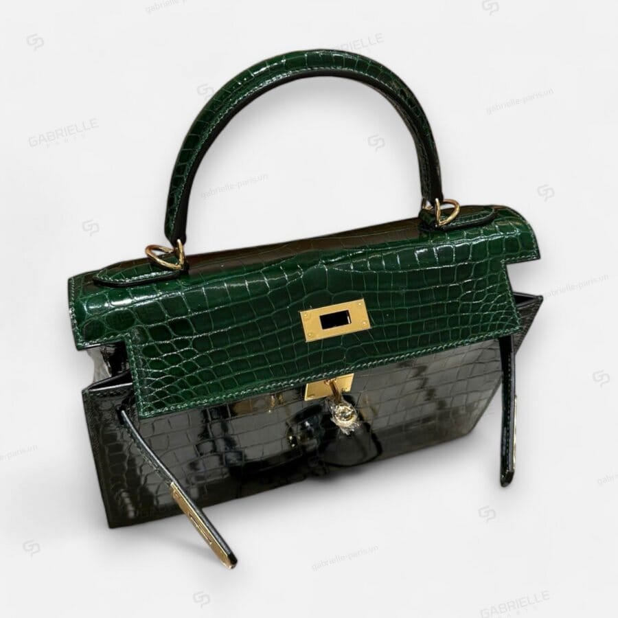 Túi xách Hermes Kelly 28 Vert Foncé GHW Niloticus - Image 2