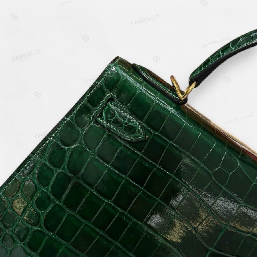 Túi xách Hermes Kelly 28 Vert Foncé GHW Niloticus - Image 4