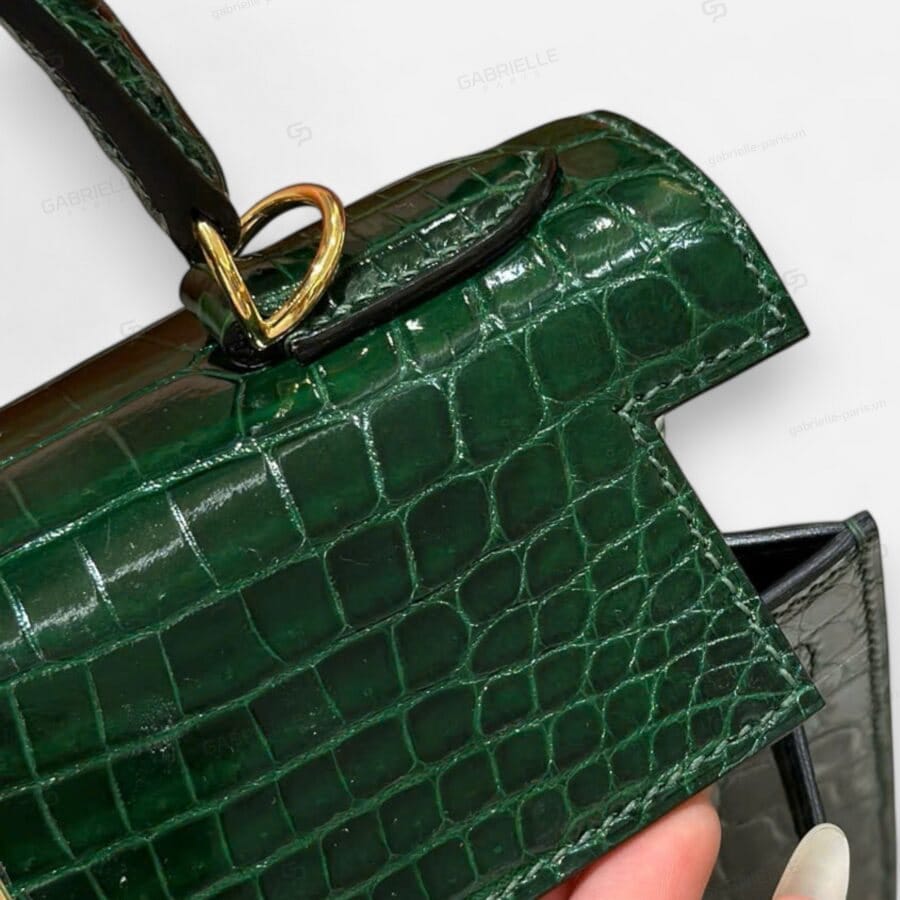 Túi xách Hermes Kelly 28 Vert Foncé GHW Niloticus - Image 5