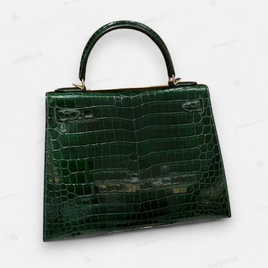 Túi xách Hermes Kelly 28 Vert Foncé GHW Niloticus - Image 7